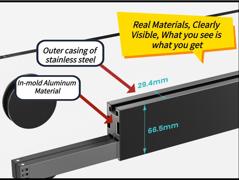 Frameless Double Sliding Soft-Close Shower Door, 3 / 8" (10Mm) Thick SGCC Tempered Glass Door, Matte - Black - Image 14