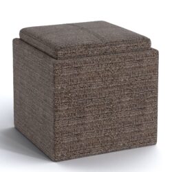 Rockwood - Cube Storage Ottoman With Tray - Mink Brown