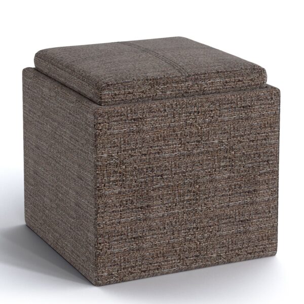 Rockwood - Cube Storage Ottoman With Tray - Mink Brown