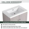 Modern Freestanding Bathroom Vanity With White Resin Sink & Soft Close Doors - Khaki - Image 5