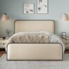 Modern Metal Bed Frame With Curved Upholstered Headboard And Footboard Bed With Under Bed Storage, Heavy Duty Metal Slats, Queen Size - Beige - Image 4