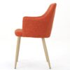 Mid Century Modern Fabric Upholstered Dining Chairs Armchairs - Muted Orange - Image 9