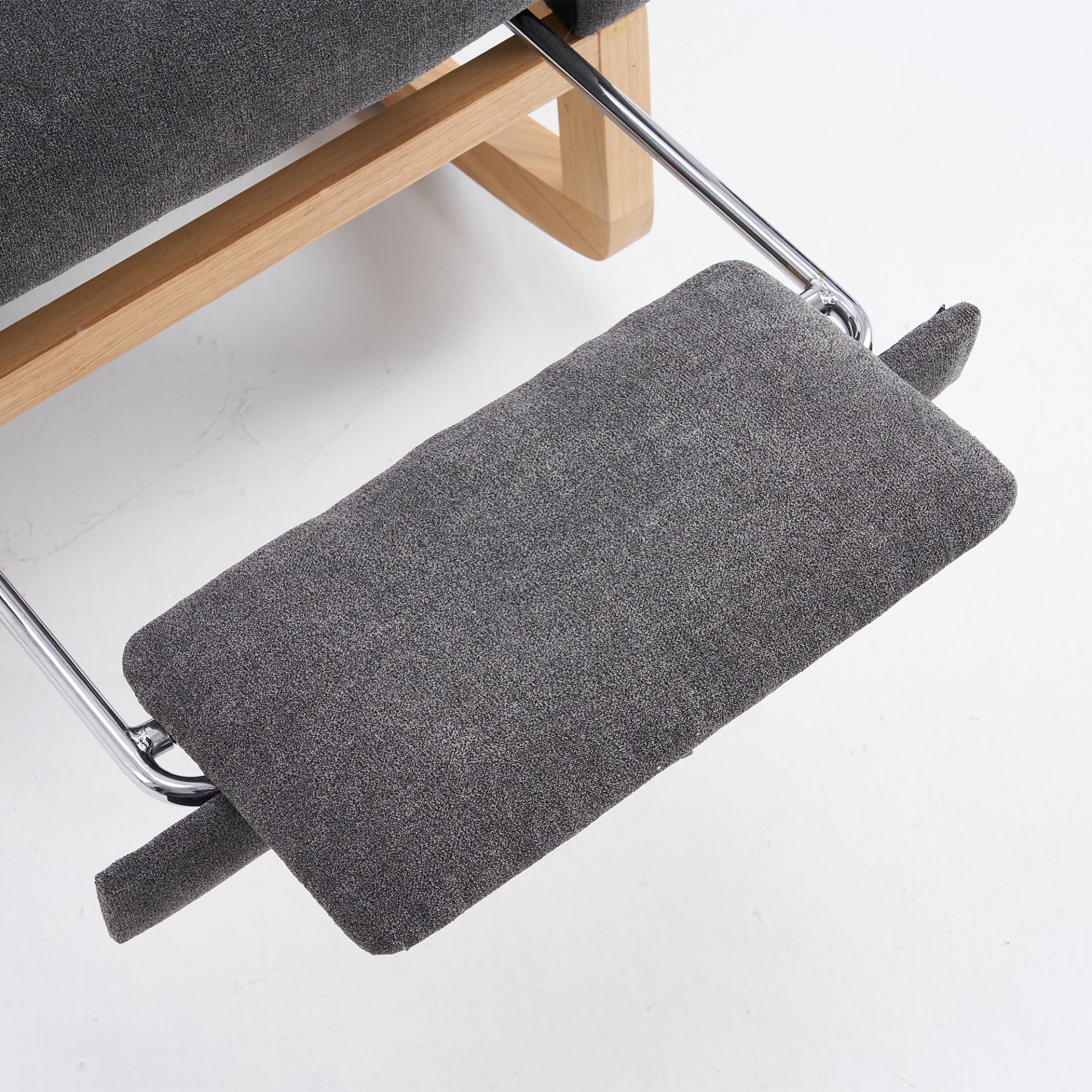Accent Rocking Chair With Footrest High Back Rubber Wood Rocking Legs Bedroom Living Space - Gray - Image 7