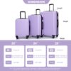 3 Piece Luggage Sets Lightweight Suitcase With Two Hooks, Spinner Wheels, Tsa Lock, (20/24/28) - Lavender Purple - Image 3