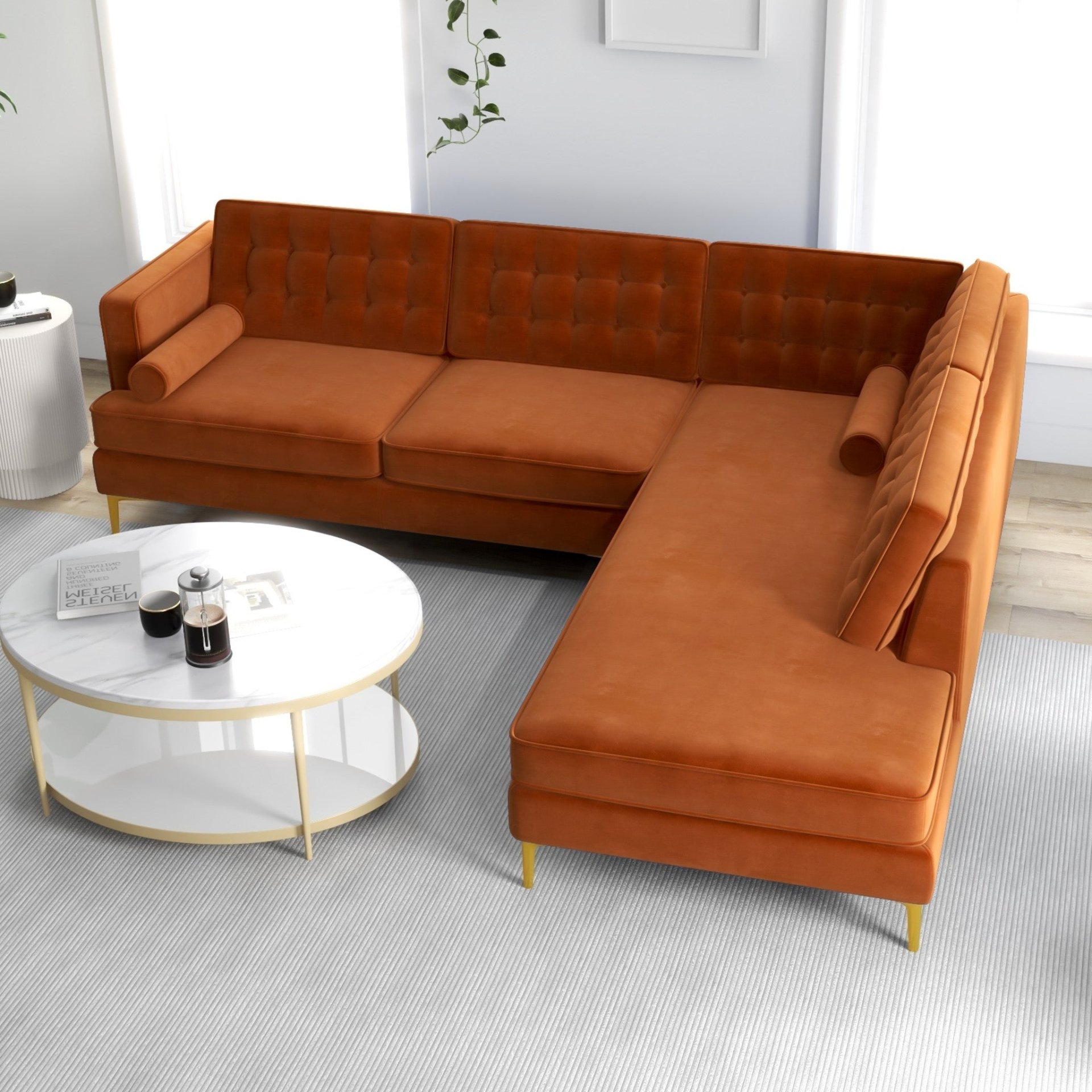 Brooke - Sectional Sofa Right Facing - Orange - Image 10