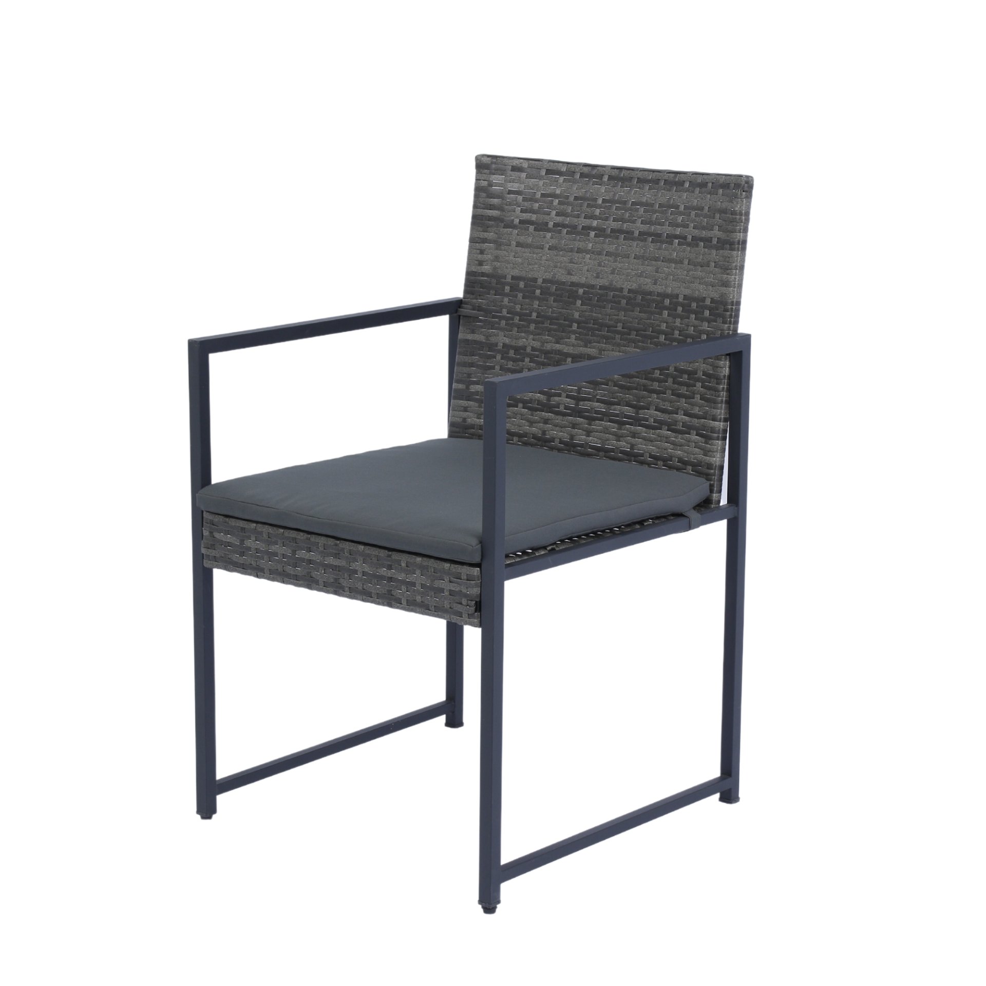 9 Pieces Patio Dining Sets Outdoor Space Saving Rattan Chairs With Glass Table Top Wicker And Cushion - Dark Gray - Image 17