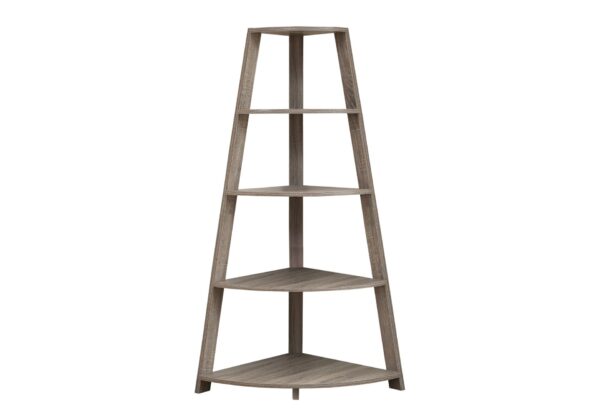 Bookshelf, Bookcase, Etagere, Corner, 4 Tier, Office, Versatile Placement - Taupe