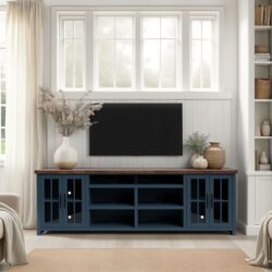 Nantucket - TV Stand Console For TVs Up To 100" - Blue Denim, Whiskey