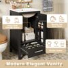 18" Bathroom Vanity With Sink, Soft Close Drawers, Door Organizer, Divider Drawer, Adjustable Foot Pads - Black - Image 7