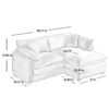 Corduroy 2 Seater Sofa With Ottoman L Shaped Sofa For Small Spaces Corduroy Modern Design - Gray - Image 3