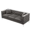 Modern Sofa Jeweled Buttons Tufted Square Arm Couch, 2 Pillows Included - Gray - Image 3