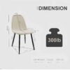 Modern Dining Chairs (Set of 4) With Linen Fabric Upholstered Seat, Spoon Shape Design - Black / Beige - Image 3