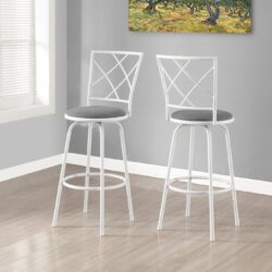 Swivel Stool Bar Height, Contemporary Design (Set of 2) - White