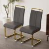 Dining Chairs (Set of 4), Side & Kitchen Chairs With Gold Frame, Padded Seat High Back, For Dining, Kitchen & Living Room - Dark Gray - Image 10