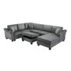 U Shaped Sectional Sofa Chenille Upholstered With Movable Storage Ottoman - Dark Gray - Image 15