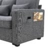 4 Seater Modern Linen Sofa With Armrest Pockets And 4 Pillows, Minimalist Style Couch - Dark Gray - Image 12