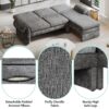 Convertible Futon Sofa Bed Futon Sofa Couch With An Adjustable Backrest, A Reversible Chaise Lounge And 2 Removable Armrest Pillows For Living Room - Gray - Image 7
