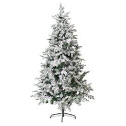 6Ft Unlit Artificial Christmas Tree With Snow Flocked Design And Stand, Full Appearance - White