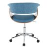 Vintage Mod - Mid-Century Modern Office Chair - Chrome / Walnut / Blue - Image 4