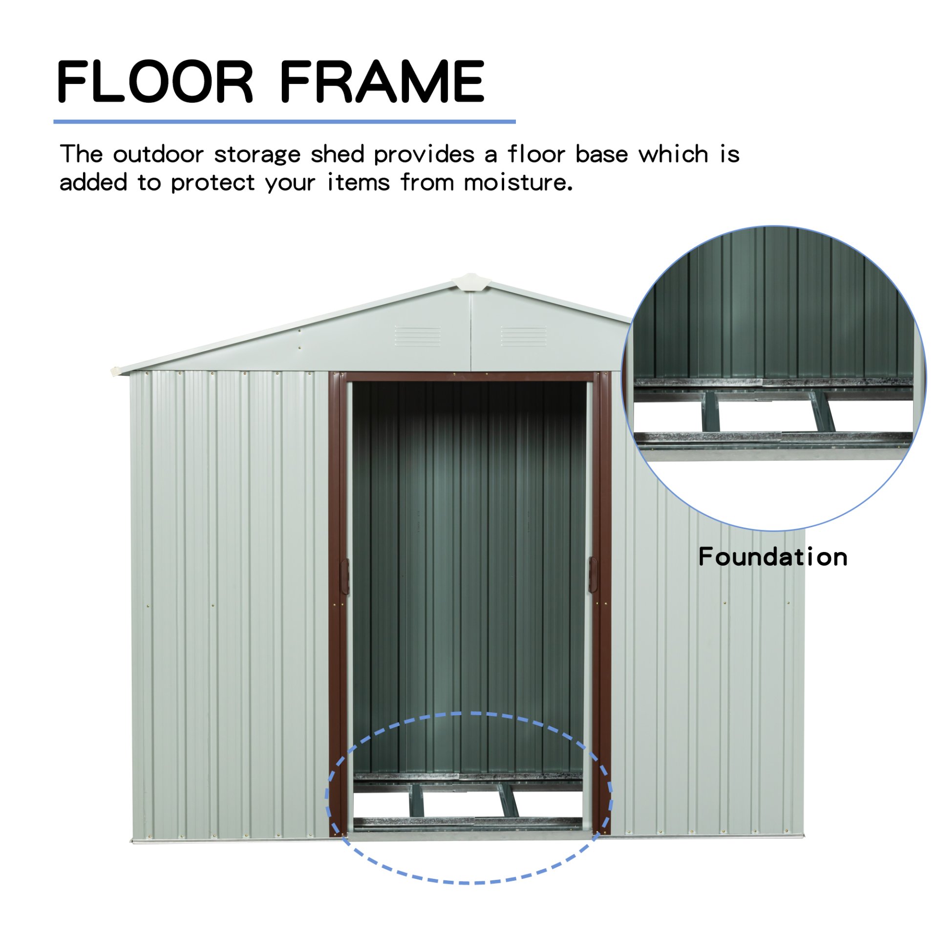 Outdoor Metal Storage Shed Yx48 - White - Image 8