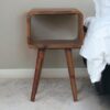Mini Curved Open Bedside Table - Brown Oak - Image 10