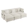 Modern Sofa Modular Sofa Couch Upholstered Corduroy Sectional Sofa With Side Storage Pockets And 3 Movable Ottomans For Living Room - Beige - Image 16