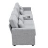 Upholstered Sofa With Console, 2 Cupholders And 2 USB Ports Wired Or Wirelessly Charged, Modern Linen Fabric Couches With 4 Pillows (4 Seat) - Light Gray - Image 7