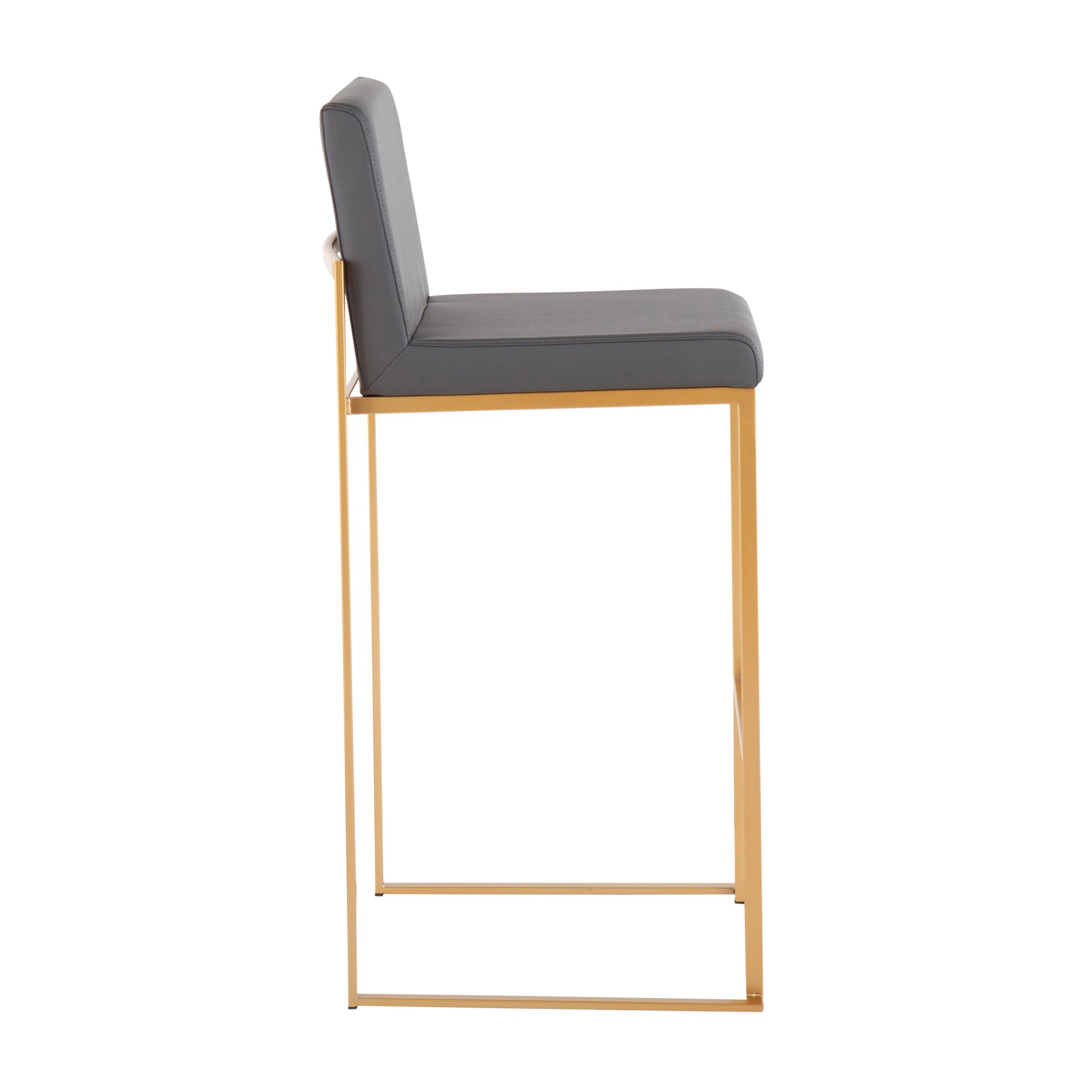 Fuji - Contemporary High Back Barstool (Set of 2) - Gold / Gray - Image 3