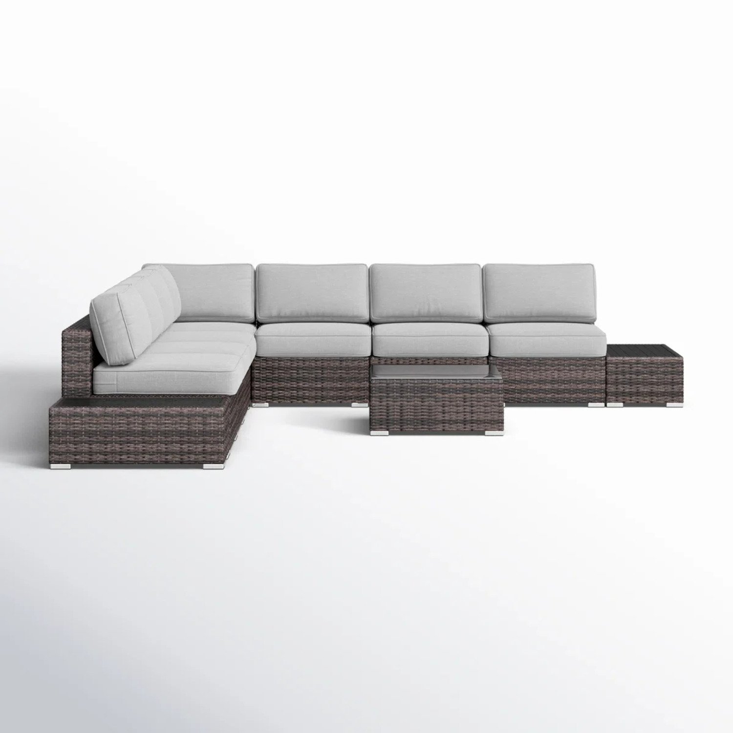 Wicker 6 Person Sectional Seating Group With Plush Cushions - Brown - Image 4