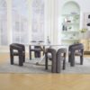 Contemporary Designed Teddy Velvet Upholstered Accent / Dining Chair With Armrest Teddy Fabric, (Set of 2) - Gray - Image 15