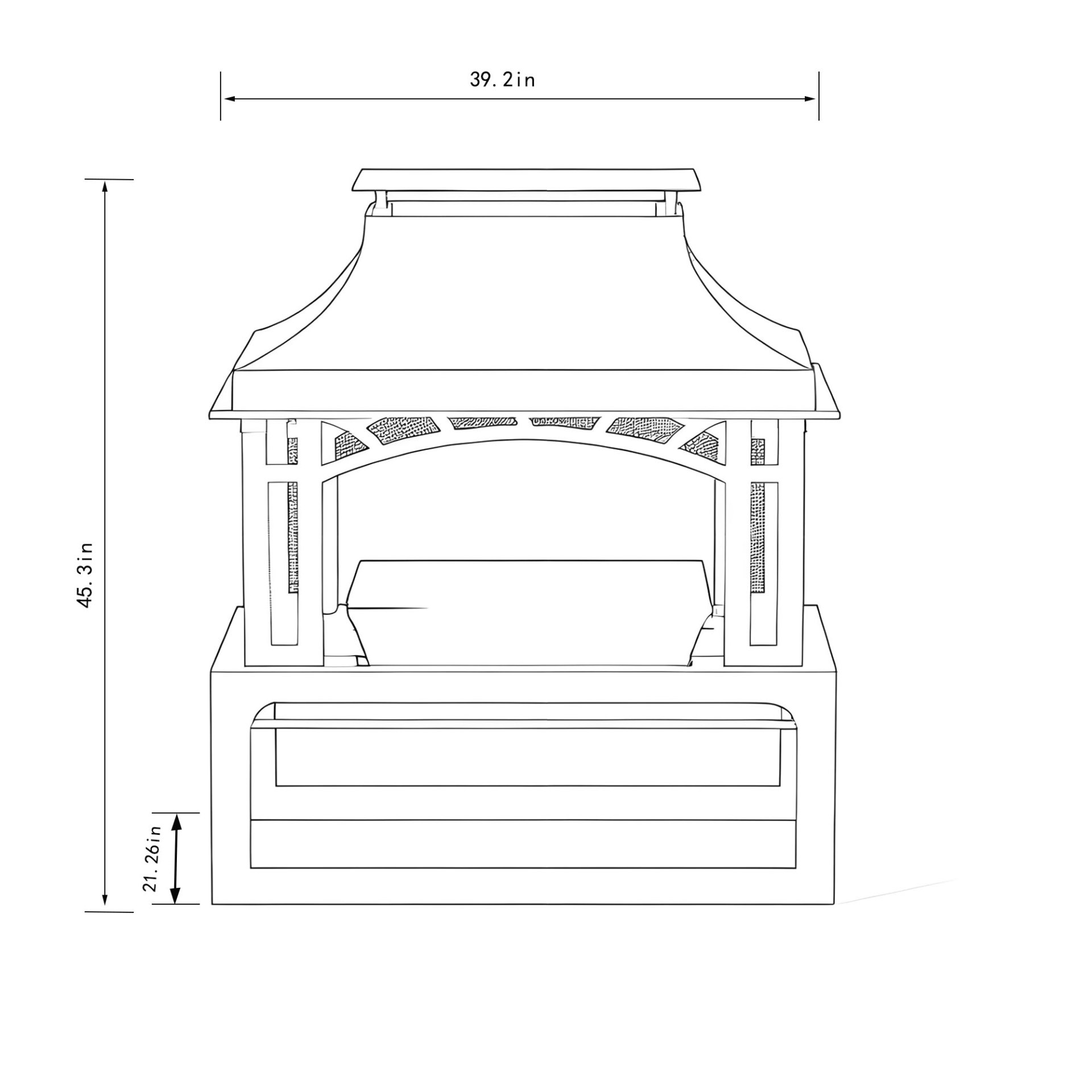 40" Wood Burning Fireplace, 50000 Btu Steel Fire Pit, Wood Burning Chimney For Outside Patio Deck Garden Backyard - Black - Image 3