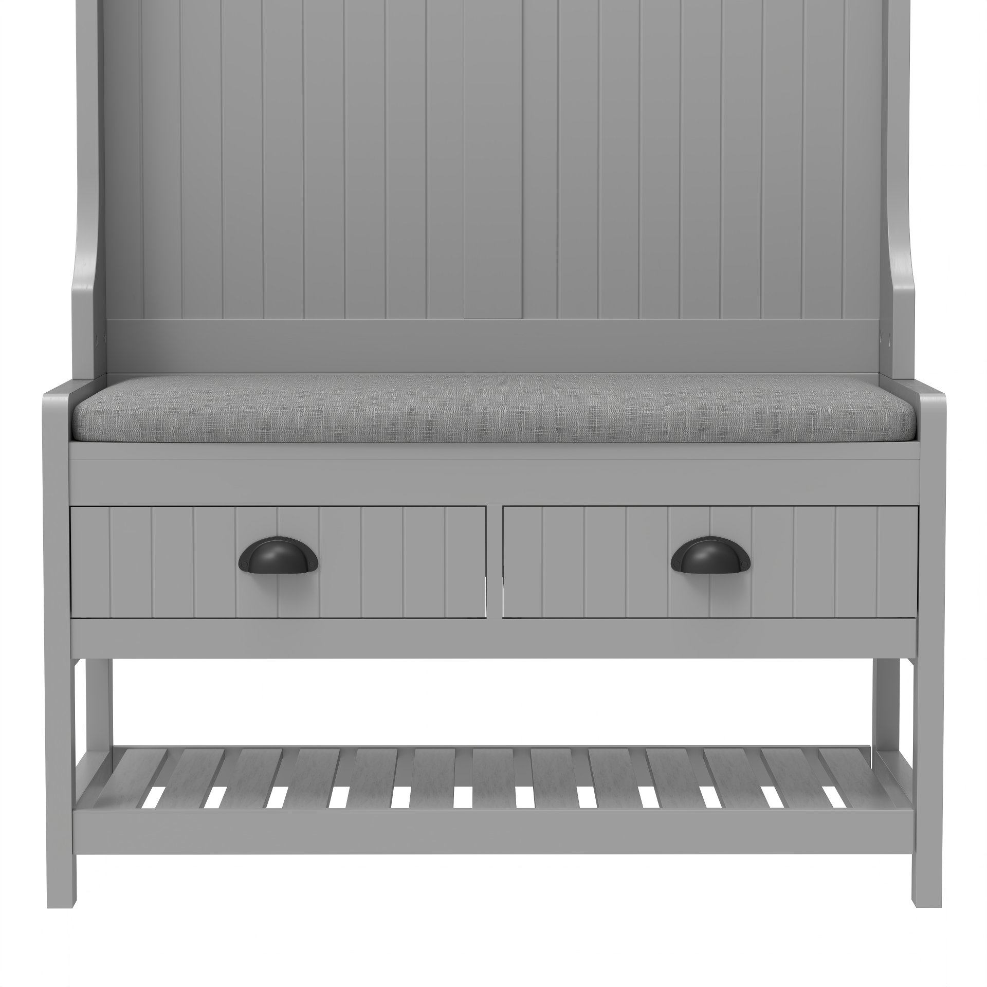 Modern 3 In 1 Hallway Hall Tree With Storage Drawers, Coat Rack, Shoe Rack Bench, And Cushion - Gray - Image 18