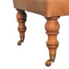 Buffalo - Leather Ottoman With Castor Legs - Tan - Image 8
