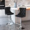 Swivel Velvet Barstools Adjusatble Seat Height From 25-33", Modern Upholstered Chrome Base Bar Stools With Backs Comfortable Tufted For Home Pub And Kitchen Island (Set of 2) - Black - Image 3