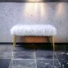 Bagley II - Faux Fur Bench - White / Gold - Image 4