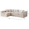 Corduroy Modular L Shaped Sectional Sofa, Luxury Floor Couch Set, 4 Piece Free Combination - Beige - Image 3