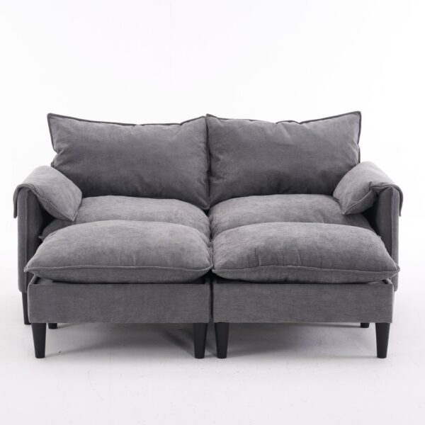 Convertible Combination Sofa, Sofa U Shaped, Sofa With Footstools With Storage - Gray Sofa For Living Room, Living Room 2 Seater Combination Sofa Gray - Gray