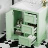 Bathroom Vanity Cabinet With Ceramic Basin, 3 Drawers And Adjustable Shelves - Green - Image 24