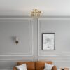 Ephemeral - 4 Lights Semi Flush Mount Retro Hallway Kitchen Bedroom Living Room Ceiling Pendant - Antique Brass / Clear / Gold - Image 5