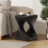 Mgo Twist Shape Side Table With Wood - Like Texture - Black - Image 4