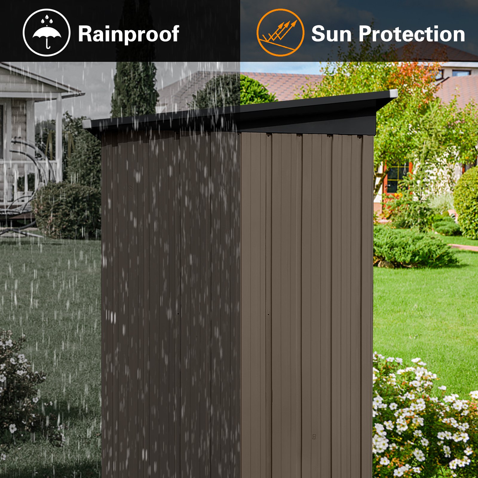 Garden Sheds 5FtX4Ft Outdoor Storage Sheds Brown / Black - Image 5