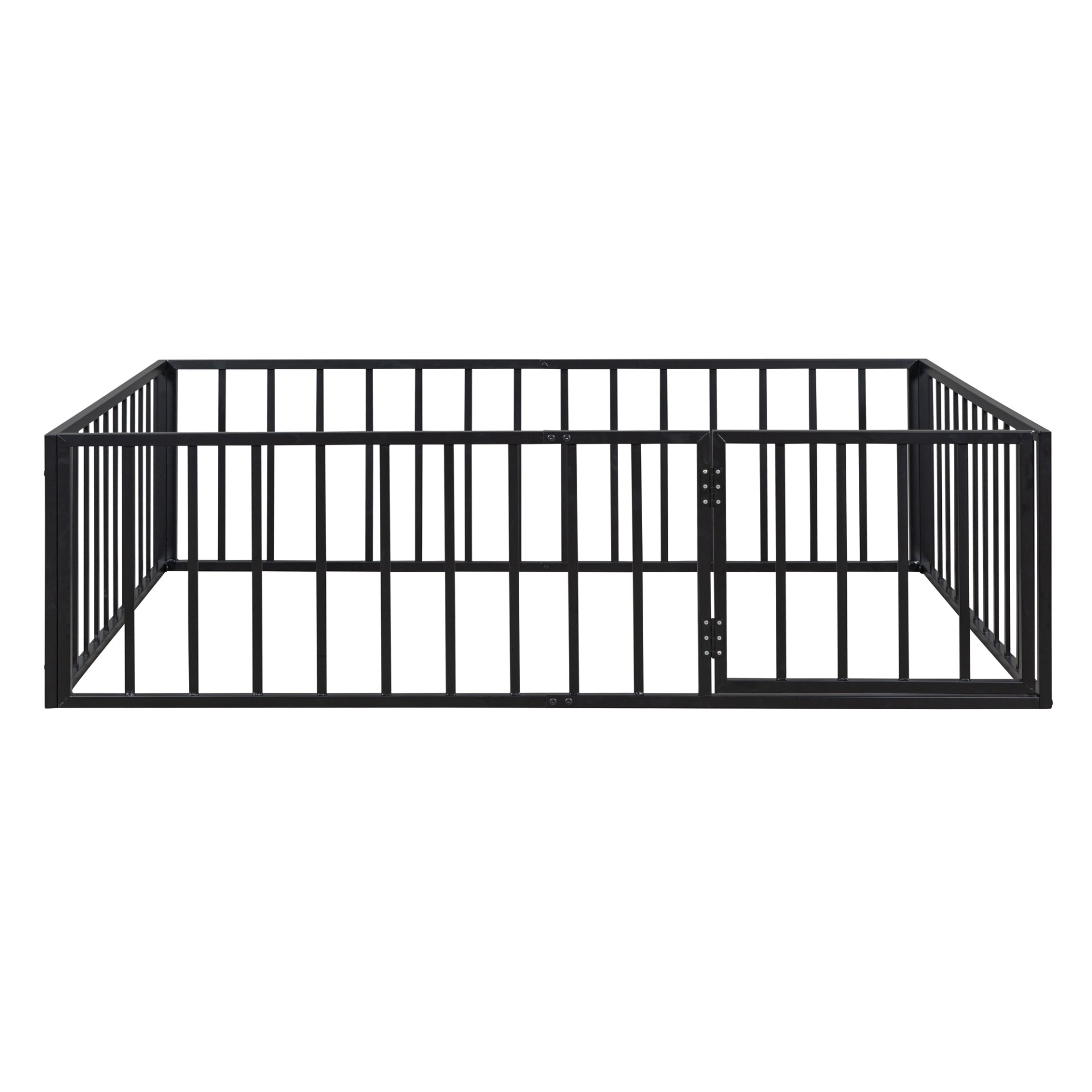 Full Size Floor Bed Frame With Fence And Door - Black - Image 8