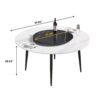 59.05" Modern Artificial Stone Round Metal Dining Table, Can Accommodate 6 People, Artificial Stone Turntable - Black / White - Image 3