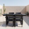 5 Piece Outdoor Dining Set For 4, Patio Table With Umbrella Hole And 4 Armrest Chairs For Backyard - Black - Image 9