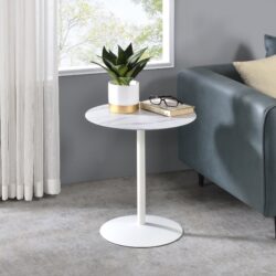 Circa - End Table With Marble Textured Top - White