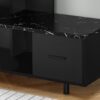 TV Stand, Console, Media Entertainment Center, Storage Drawer, Marble Look Contemporary & Modern - Black - Image 2
