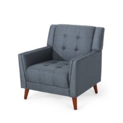 Luminaesque - Fabric Upholstered Armchair With Tufted Back - Dark Gray