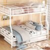 Full Long Over Queen Metal Bunk Bed With Trundle - White - Image 20