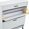 Shoe Cabinet, Shoe Storage Shelves, Metal Leg - White - Image 15