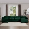Modern Upholstered Corduroy Sofa With 3 Footstools, 4 Seater - Green - Image 12